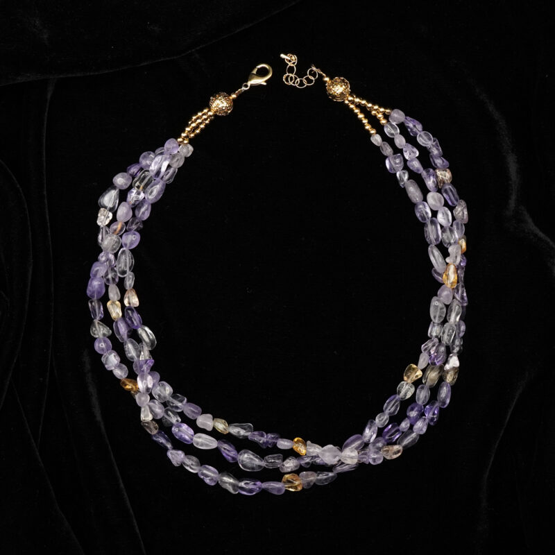 Бусы бразильский аметрин (мятый овал, 48 см)