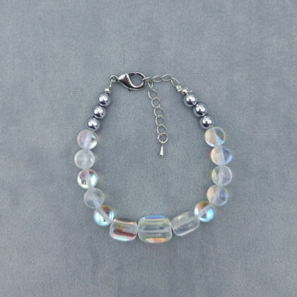 Браслет "опал" бесцветные с благородным мерцанием