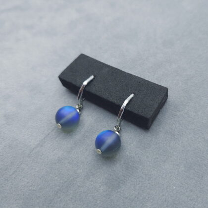 Серьги "опал" серо-синий с мерцанием