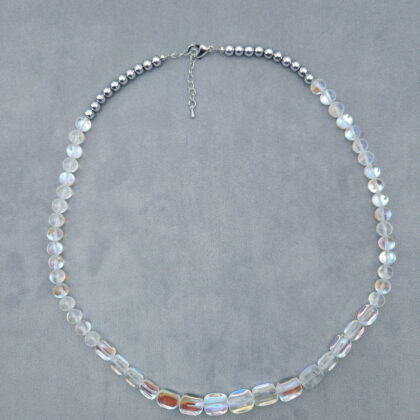 Бусы "опал" бесцветные с благородным мерцанием